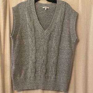 Kenzie Gray V-Neck Cable Knit Sweater Vest